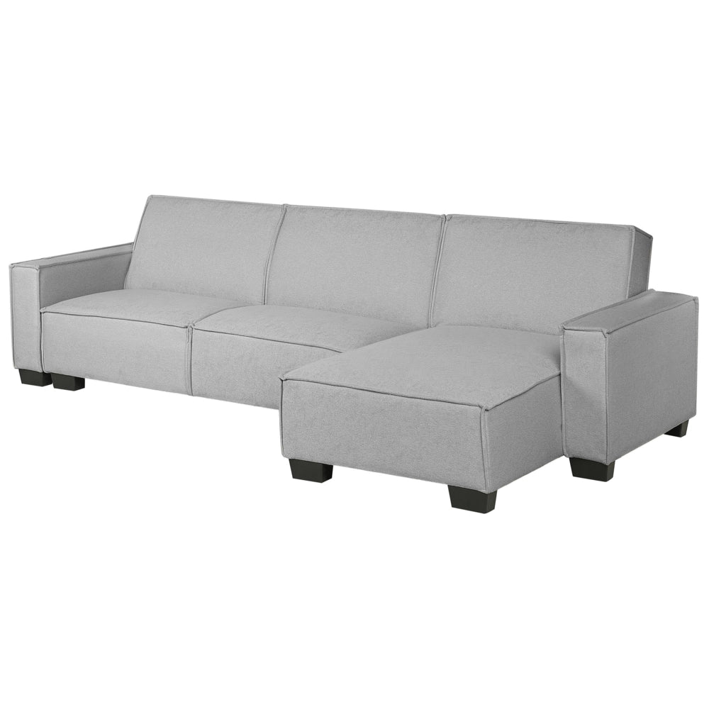 Divano letto ad angolo letto a L con rivestimento in tessuto grigio a 3 posti a versione sinistra