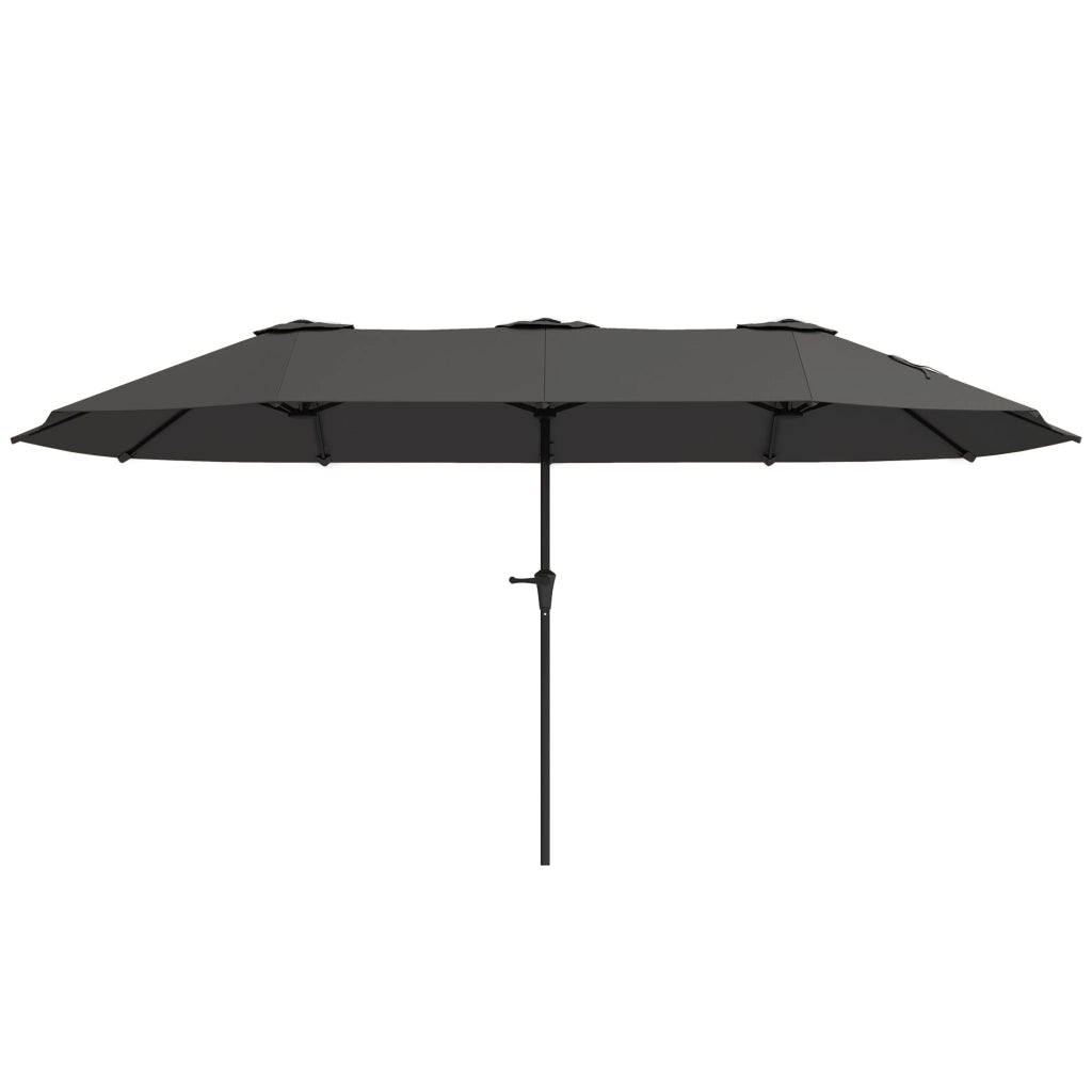 Ombrellone Doppio da Giardino 400x220x234H cm con Prese d'Aria e Manovella Nero e Grigio Scuro
