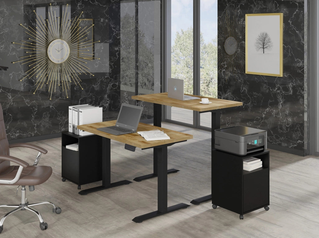 SCRIVANIA BIM NATURAL 2P NERO OPACO ROVERE NATURALE 120x65