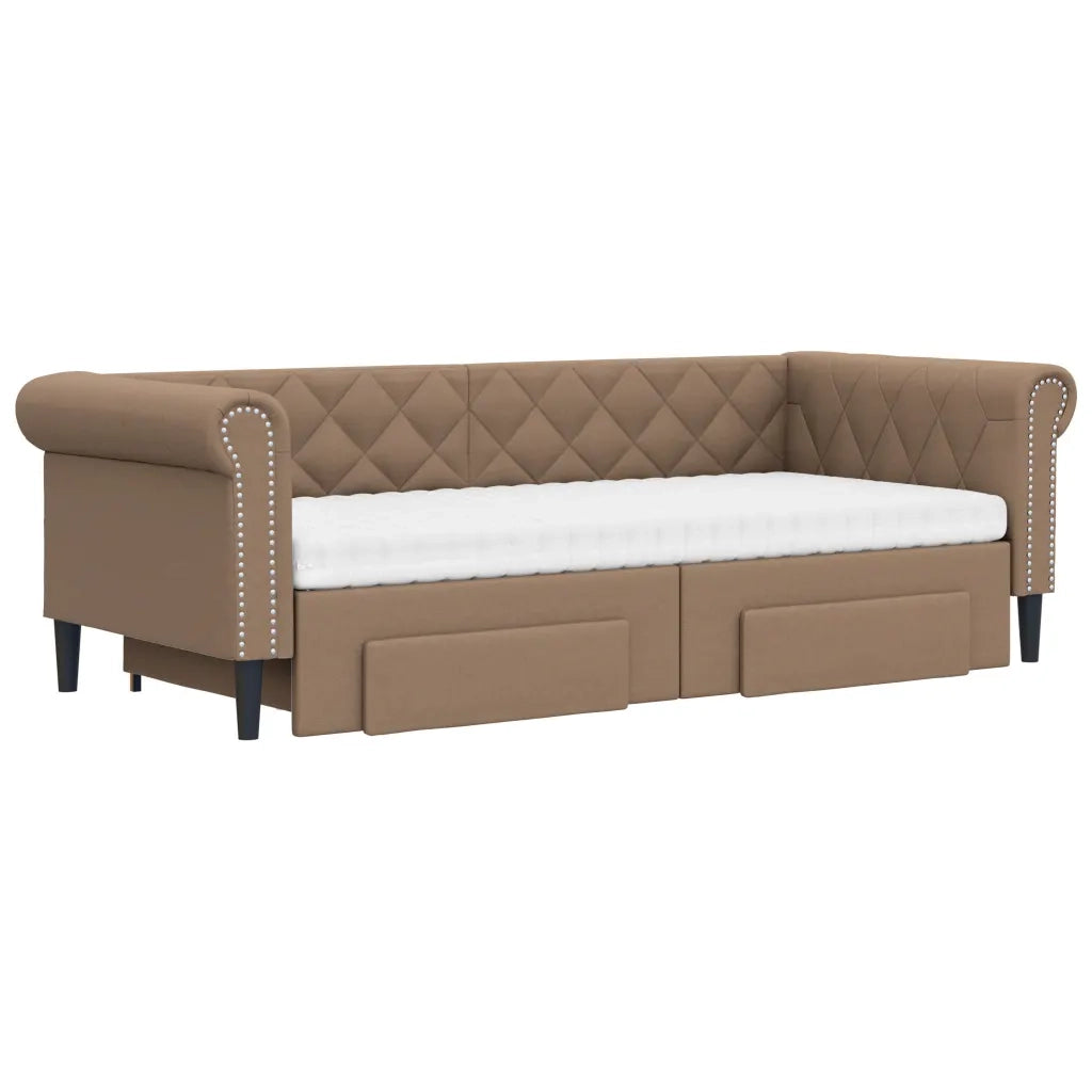 Divano Letto Estraibile Cassetti Cappuccino 90x200cm Similpelle 3197738