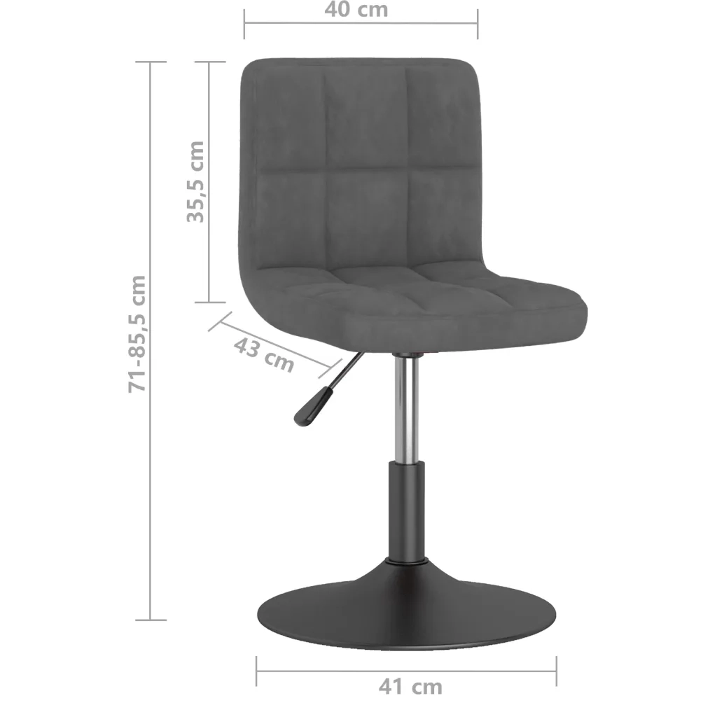 Sedia da Pranzo Girevole Grigio Scuro in Velluto cod mxl 27154