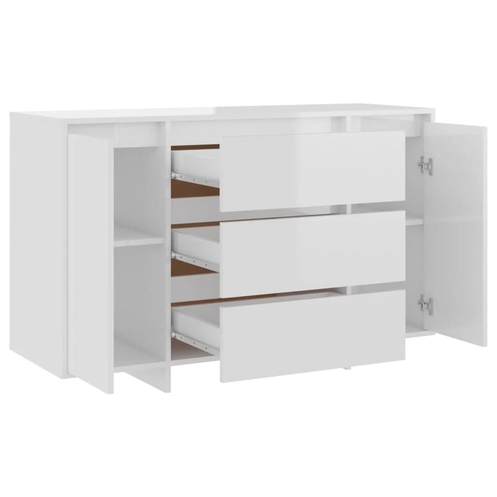 Buffet credenza cassettiera mobiletto mobile contenitore organizer per cucina soggiorno salotto e 3 cassetti finitura lucida 120 x 41 x 75 cm legno ingegnerizzato bianco 02_0031753