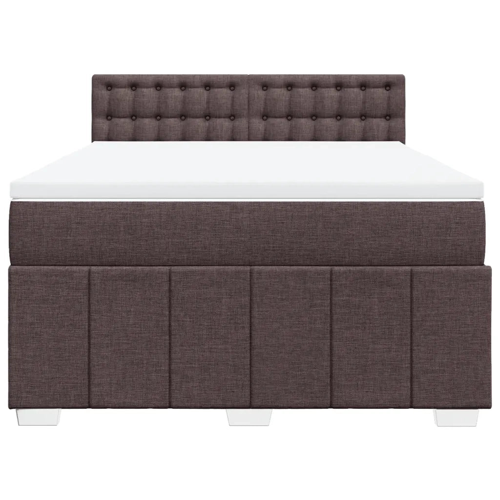 Giroletto a Molle con Materasso Marrone Scuro 140x200cm Tessuto