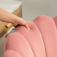 Sedia da Ufficio con Schienale a Petalo Senza Braccioli con Altezza Regolabile, Rivestimento in Velluto, Rosa