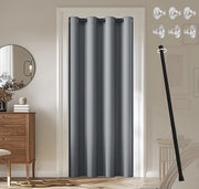 Verdunatore di Porta con Asta Telescopica – 195 x 132 cm – Senza Fori – Verdunatore di Porta per Apertura di Porta – Grigio