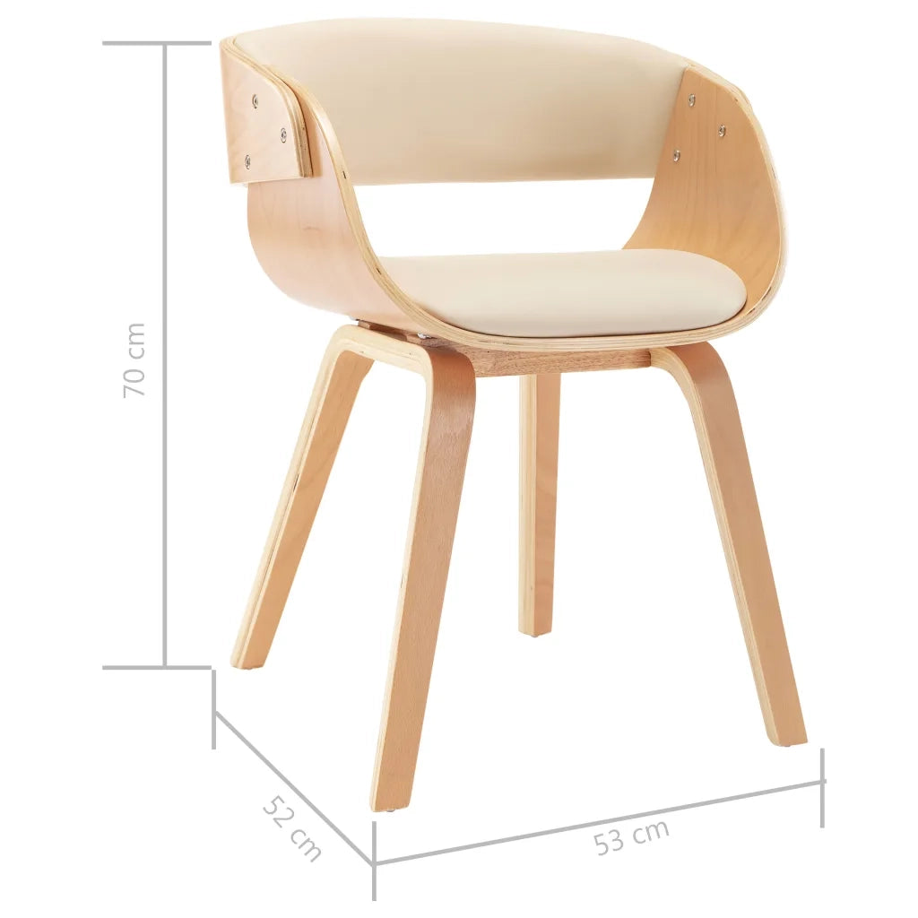 Sedie da Pranzo 2 pz Crema in Legno Piegato e Similpelle cod mxl 18668