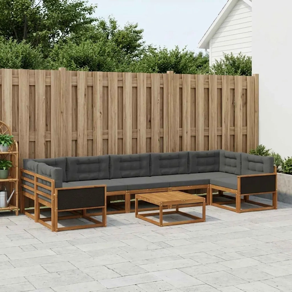 Set di divani da esterno con cuscino 8 pcs Naturale e Antracite 3382415