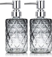Due contenitori di sapone in vetro, 350 ml flacone di sapone liquido con pompa per detersivo, shampoo e crema, contenitore di sapone riutilizzabile per cucina e bagno (colorazione nera)