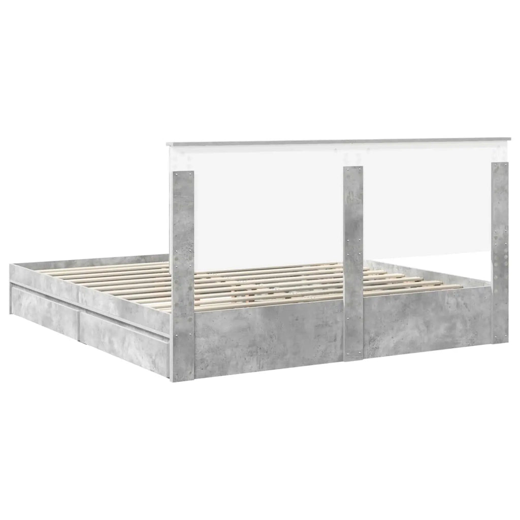 Letto con Contenitore con testiera Grigio cemento 200 x 200 cm 3409520