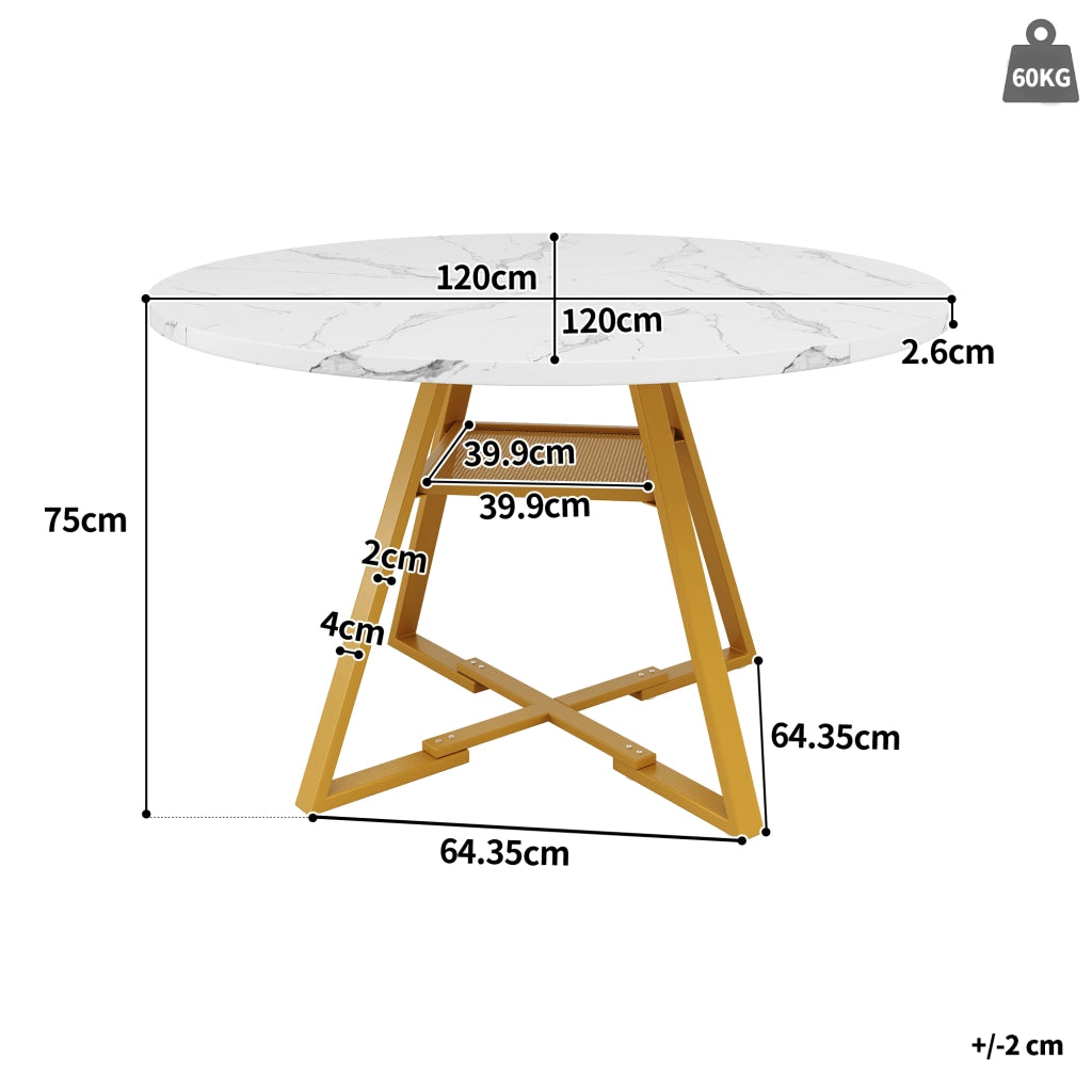 Tavolo da Pranzo Rotondo con 4 Sedie in Velluto ¨C MINIMAL ¨C 120x120x75, Set 5 Pezzi