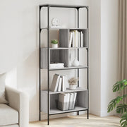 Libreria 5 Ripiani-Scaffale per Libri-Mobile di Stoccaggio Grigio Sonoma 76x33x188,5cm Legno Multistrato