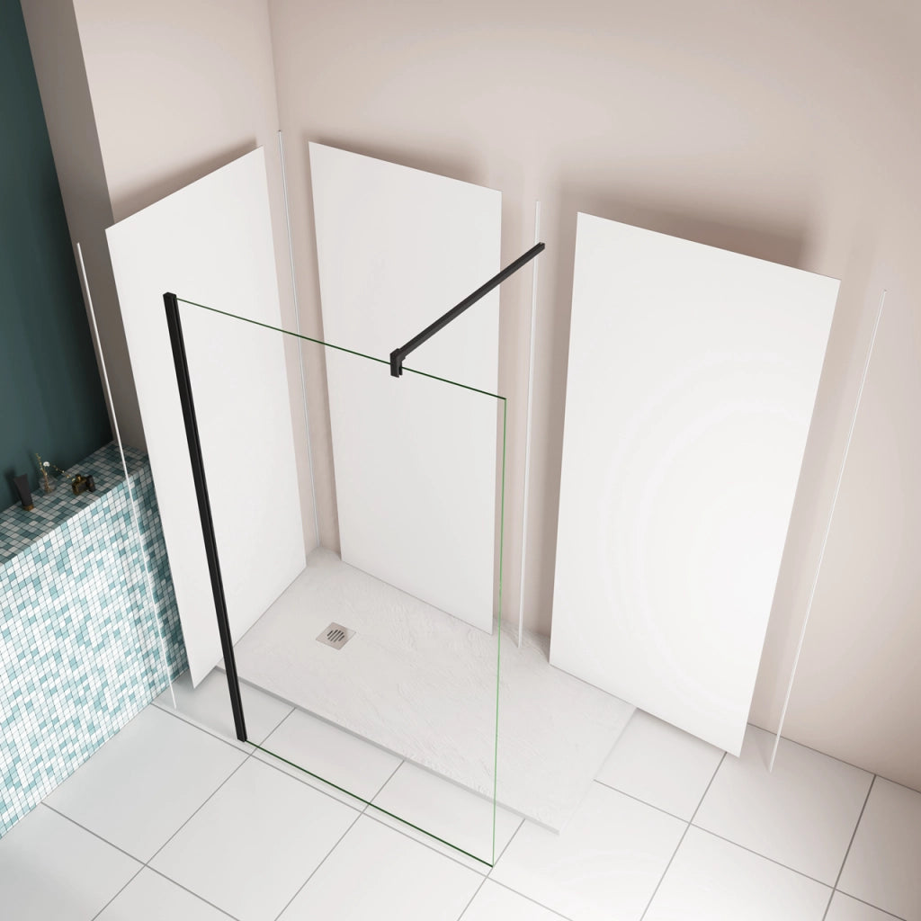 H.210 cm Pannello Doccia ad Angolo 40x100x120 cm Realizzato in Alluminio da 3 mm con Profili Finitura Bianco Opaco per Rivestimento Parete Bagno