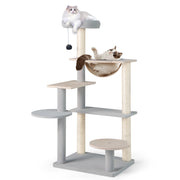 Albero per gatti a pi¨´ livelli con piattaforma imbottita rimovibile, Centro attivit¨¤ per gatti da interno alto 113cm-Alberi Tiragraffi