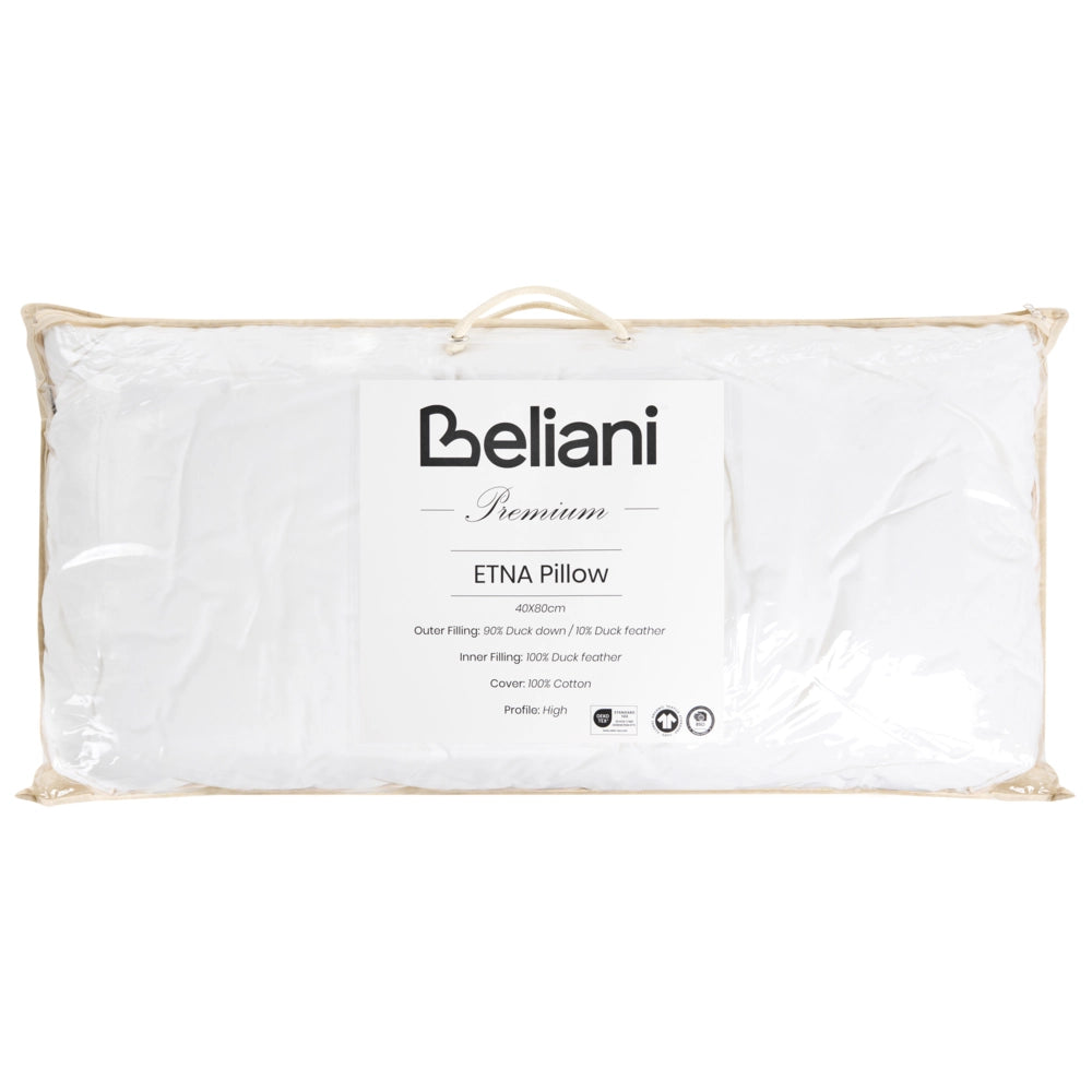 Cuscino alto a triplo scomparto Rivestimento in cotone premium Imbottitura in piuma d'oca Imbottitura in piuma d'oca Bianco 40 x 80 cm