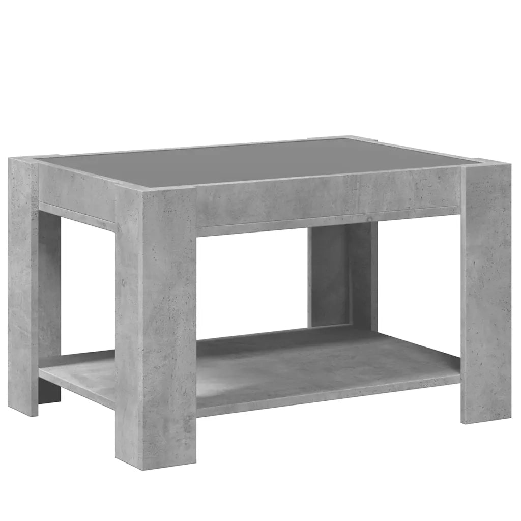 Tavolino Salotto con LED-Tavolino da soggiorno-Tavolo Grigio Cemento 73x53x45 cm Multistrato