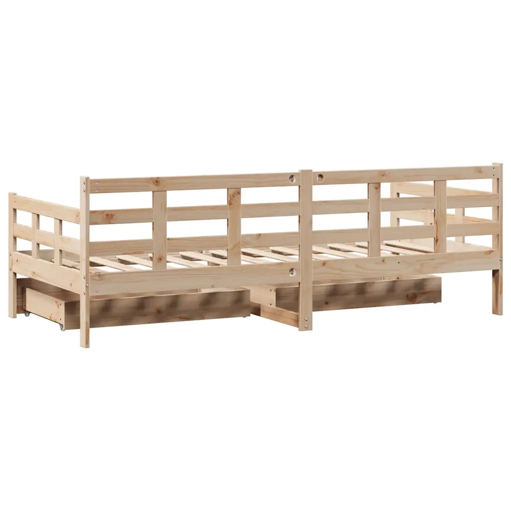 Dormeuse con Cassetti 90x200 cm Legno Massello Pino