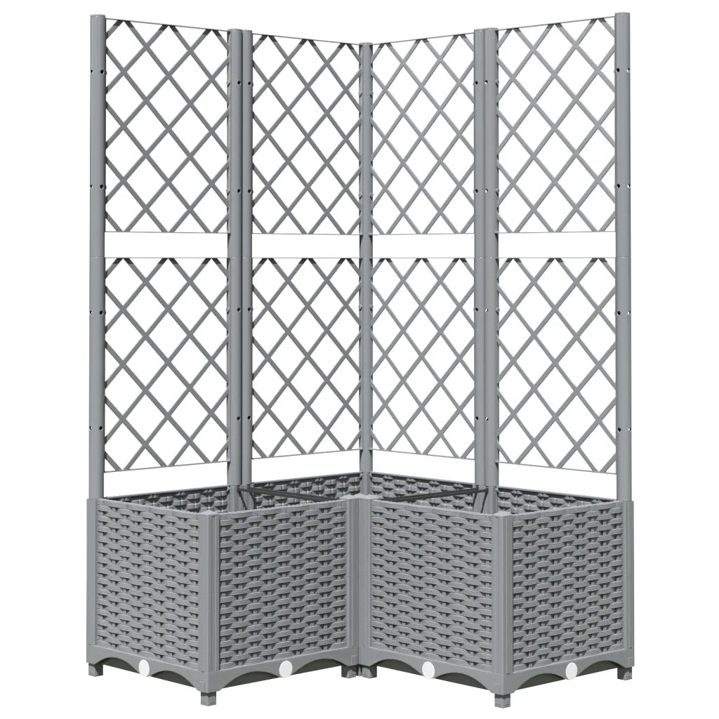 Fioriera da Giardino con Graticcio-Vaso da Esterno-Fioriera con Griglia Grigio Chiaro 80x80x136cm PP