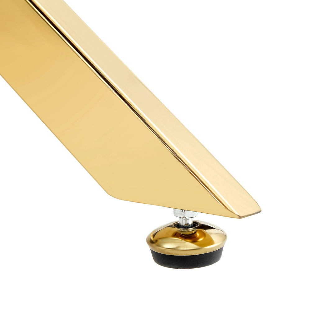 Tavolo da pranzo rotondo per 2-4 persone con piano in vetro temperato e base in metallo per cucina; 88 cm; oro