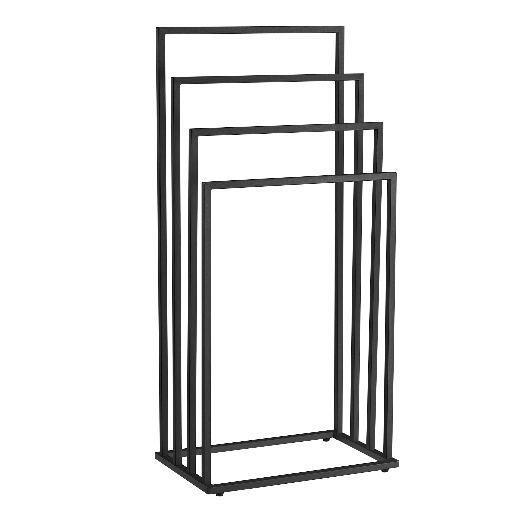 Portasciugamani Valora a 4 ripiani in acciaio nero, autoportante, 4 ripiani