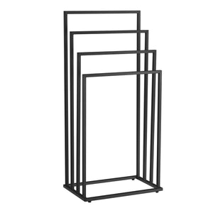 Portasciugamani Valora a 4 ripiani in acciaio nero, autoportante, 4 ripiani