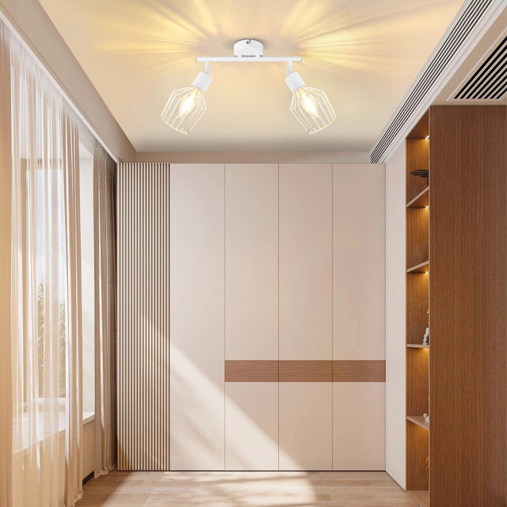 ZMH Faretto da soffitto bianchi 2 luci E14 metallo orientabili 350° industriali per corridoio soggiorno