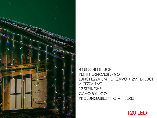 TENDA LUMINOSA 120 LED 2MT x 1 MT LED: MULTICOLOR