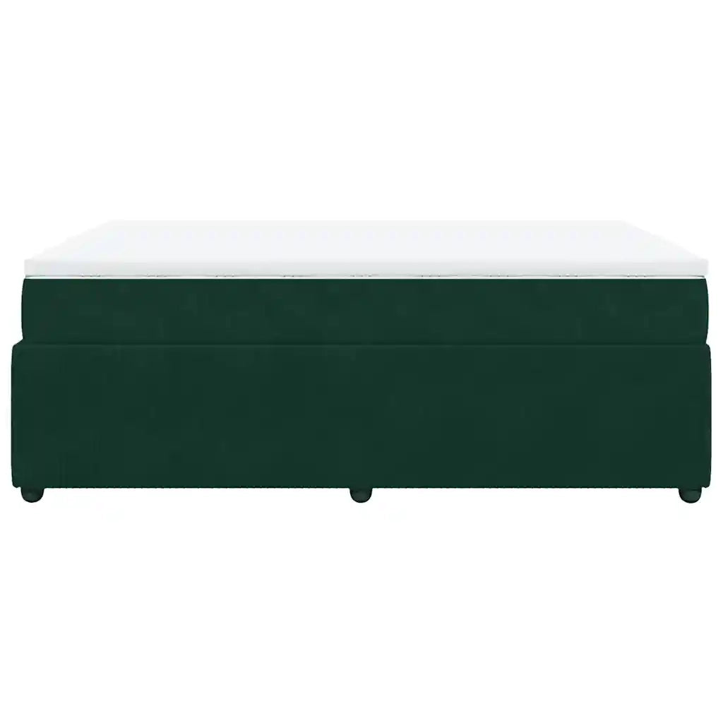 vidaXL Giroletto a Molle con Materasso Verde Scuro 160x200 cm Velluto