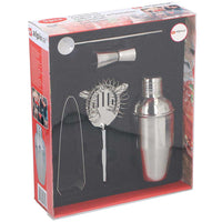 Set da Cocktail Con Shaker Pinza Ghiaccio Misurino Cucchiaio Strainer Barman