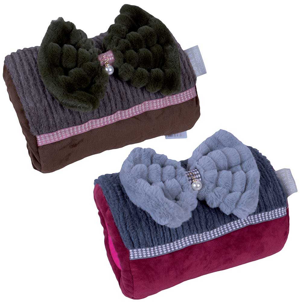 Borsa Acqua Calda Elettrica con Tasche Scaldamani Fiocco Tessuto Peluche 4 Color