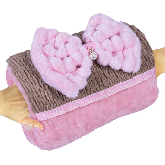 Borsa Acqua Calda Elettrica con Tasche Scaldamani Fiocco Tessuto Peluche 4 Color