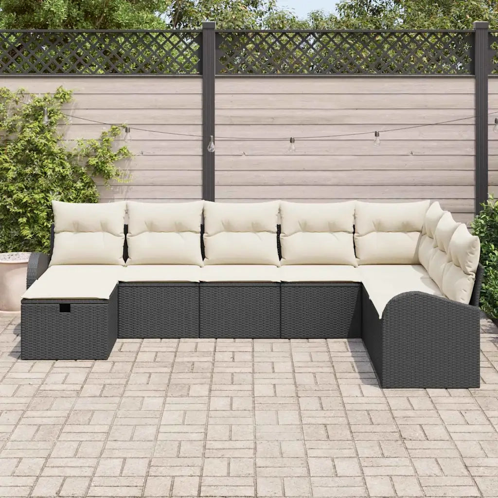 Set Divano da Giardino con cuscino 8 pcs Nero Poly Rattan 3360458