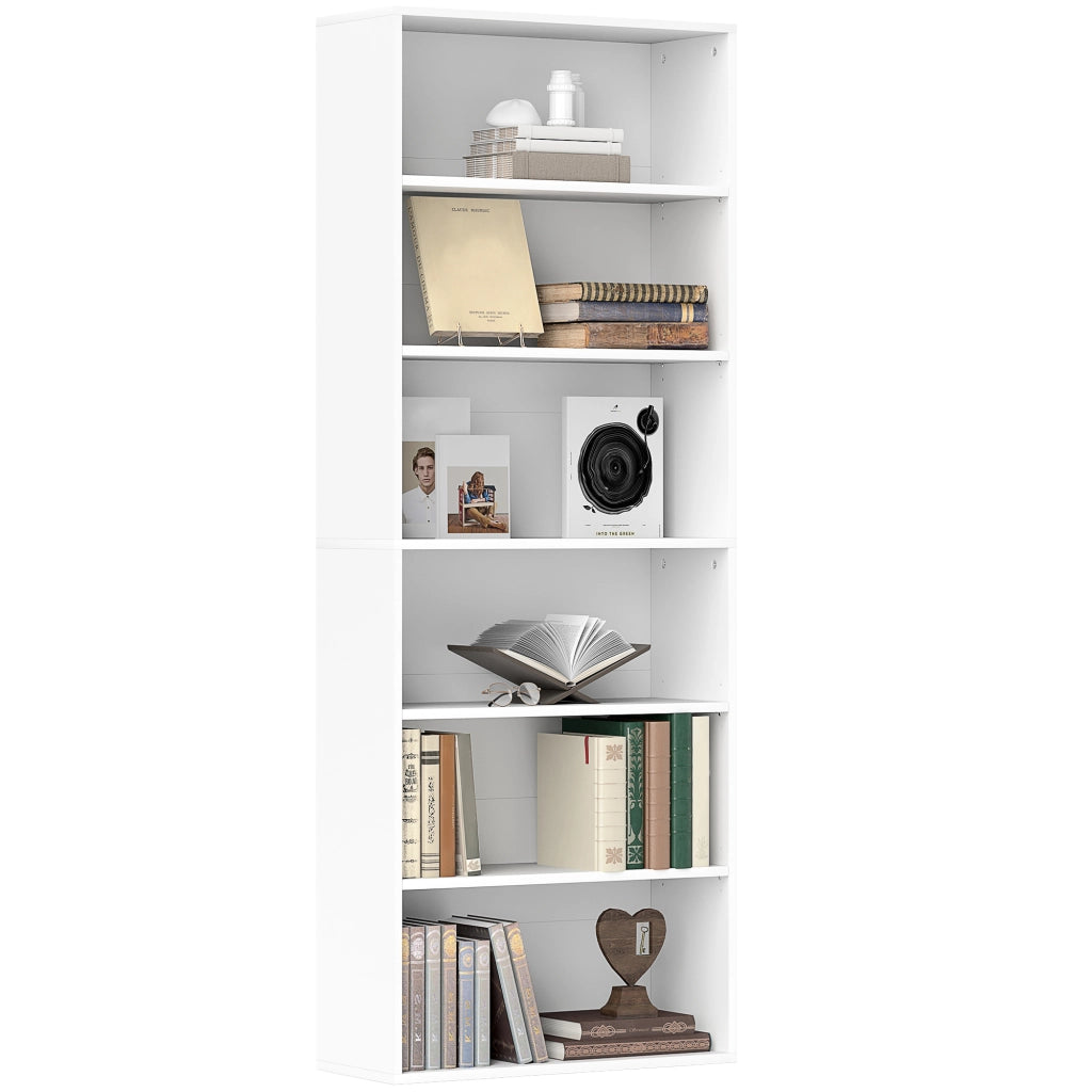 Libreria 6 livelli con ripiani regolabili ¨C zephmum ¨C bianco 60x24x158.5 cm