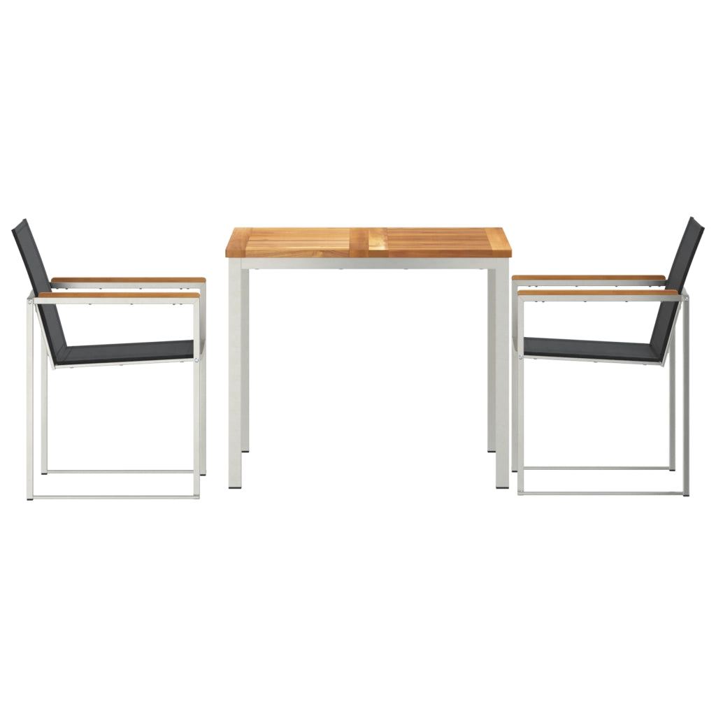 Set da Pranzo da Giardino  3 Pezzi in Legno Massello di Teak