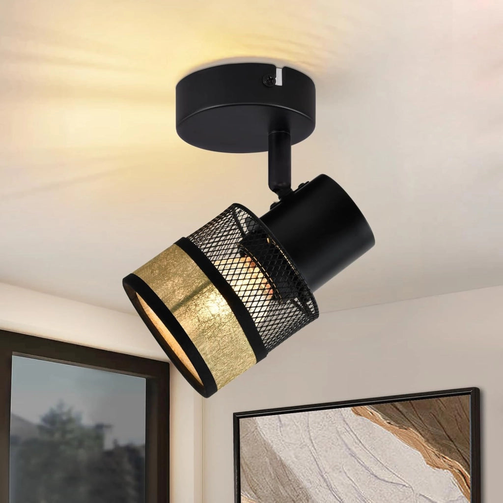 ZMH Lampada da soffitto nera 1 fiamma rotazione 330° per soggiorno