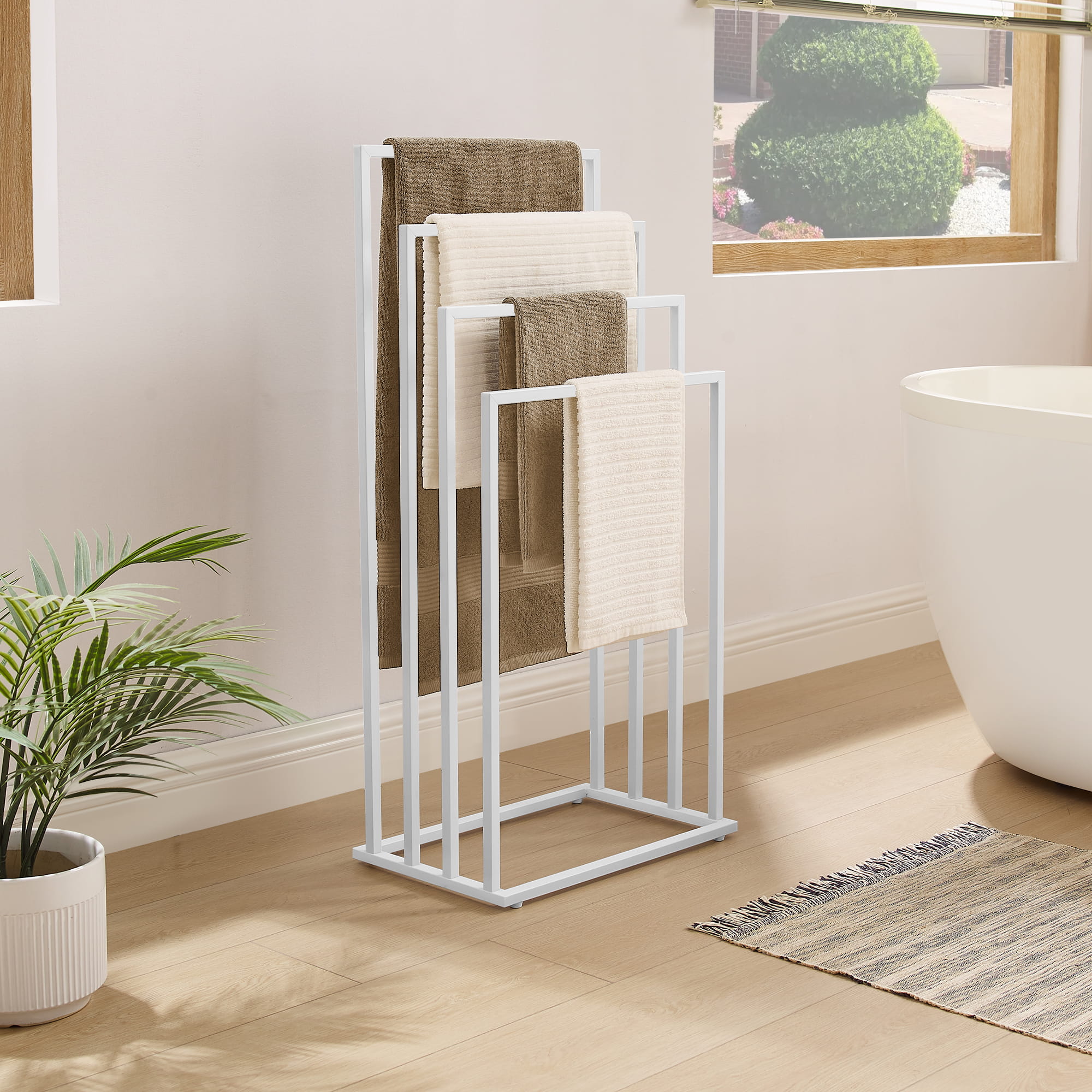 Portasciugamani Valora a 4 pioli in acciaio bianco opaco