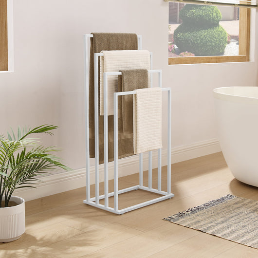 Portasciugamani Valora a 4 pioli in acciaio bianco opaco