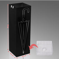 Portaombrelli in Ferro Design Quadrato Stand Nero Vaschetta Salvagoccia