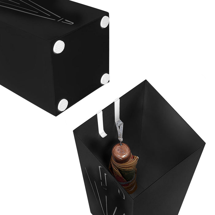 Portaombrelli in Ferro Design Quadrato Stand Nero Vaschetta Salvagoccia