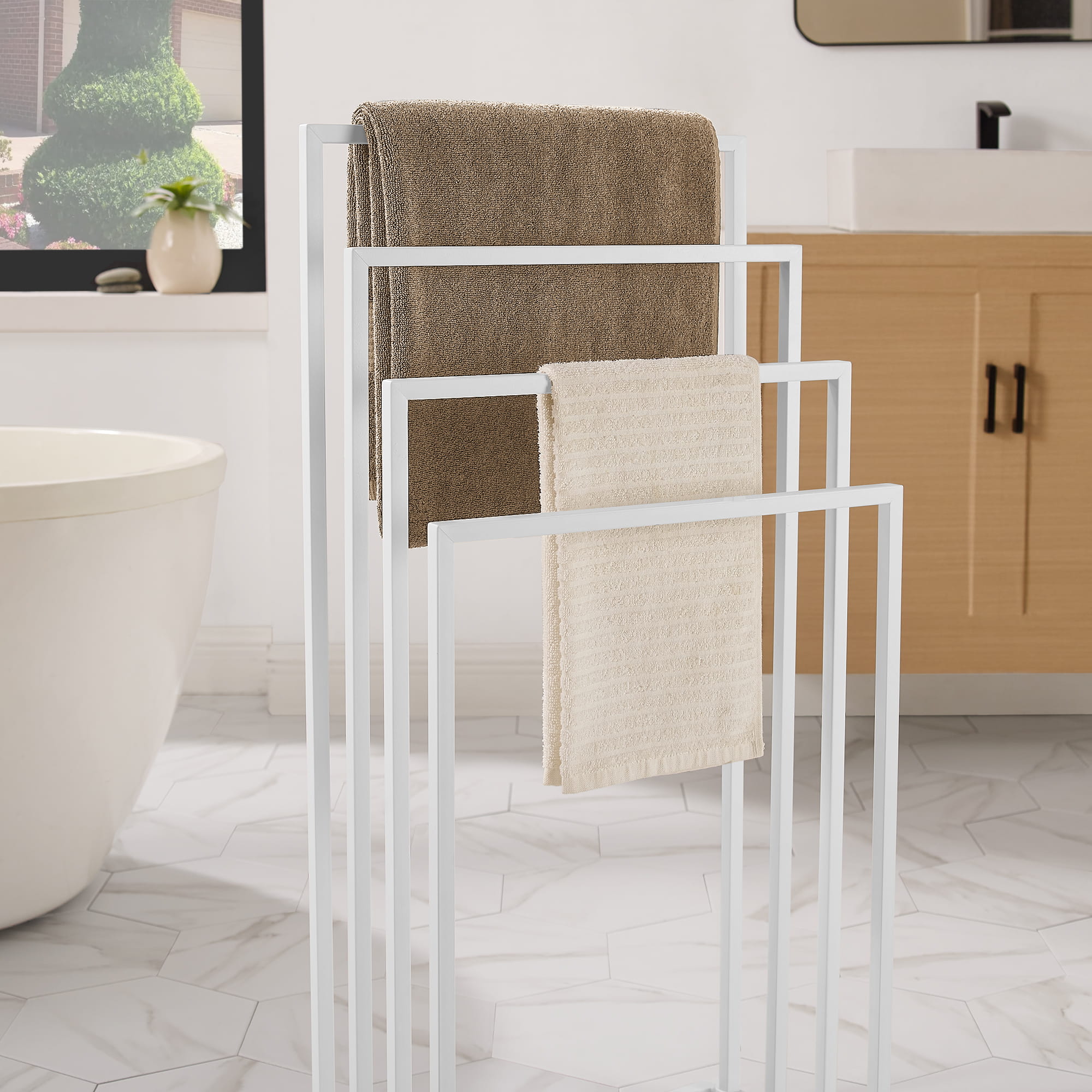 Portasciugamani Valora a 4 pioli in acciaio bianco opaco