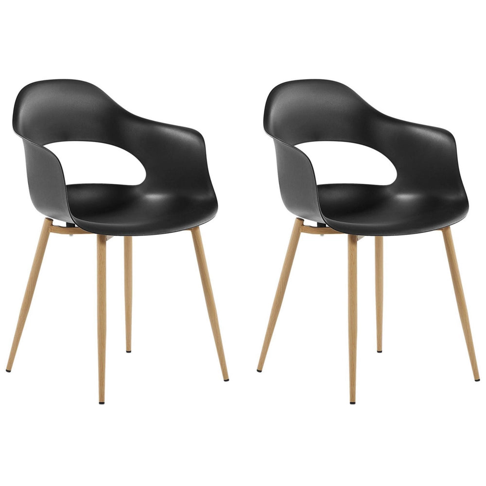 Set di 2 sedie da pranzo in materiale sintetico Nero con gambe eleganti decorative