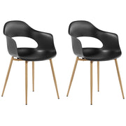 Set di 2 sedie da pranzo in materiale sintetico Nero con gambe eleganti decorative