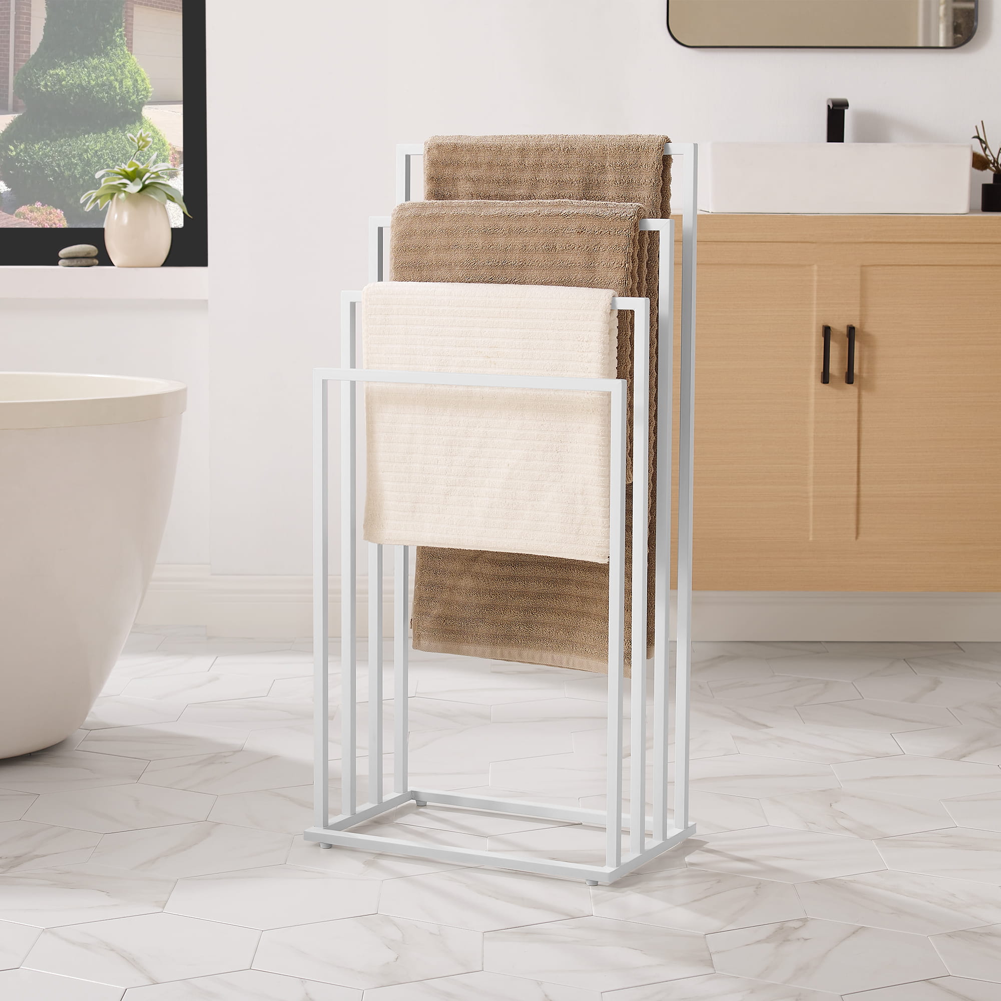 Portasciugamani Valora a 4 pioli in acciaio bianco opaco