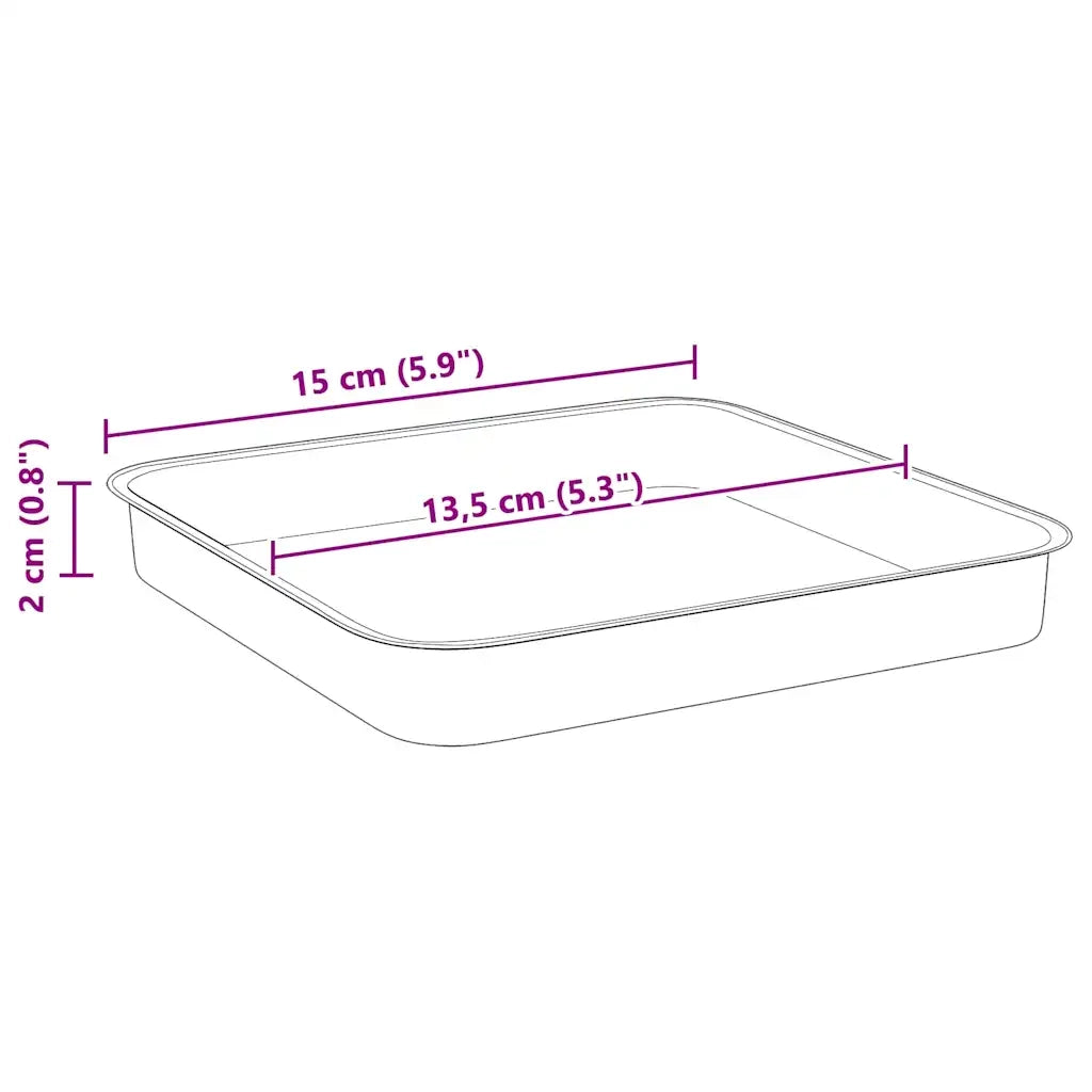 Vassoio Quadrato per Fiori 6 pcs Nero 15 x 15 x 2 cm Plastica 42020361