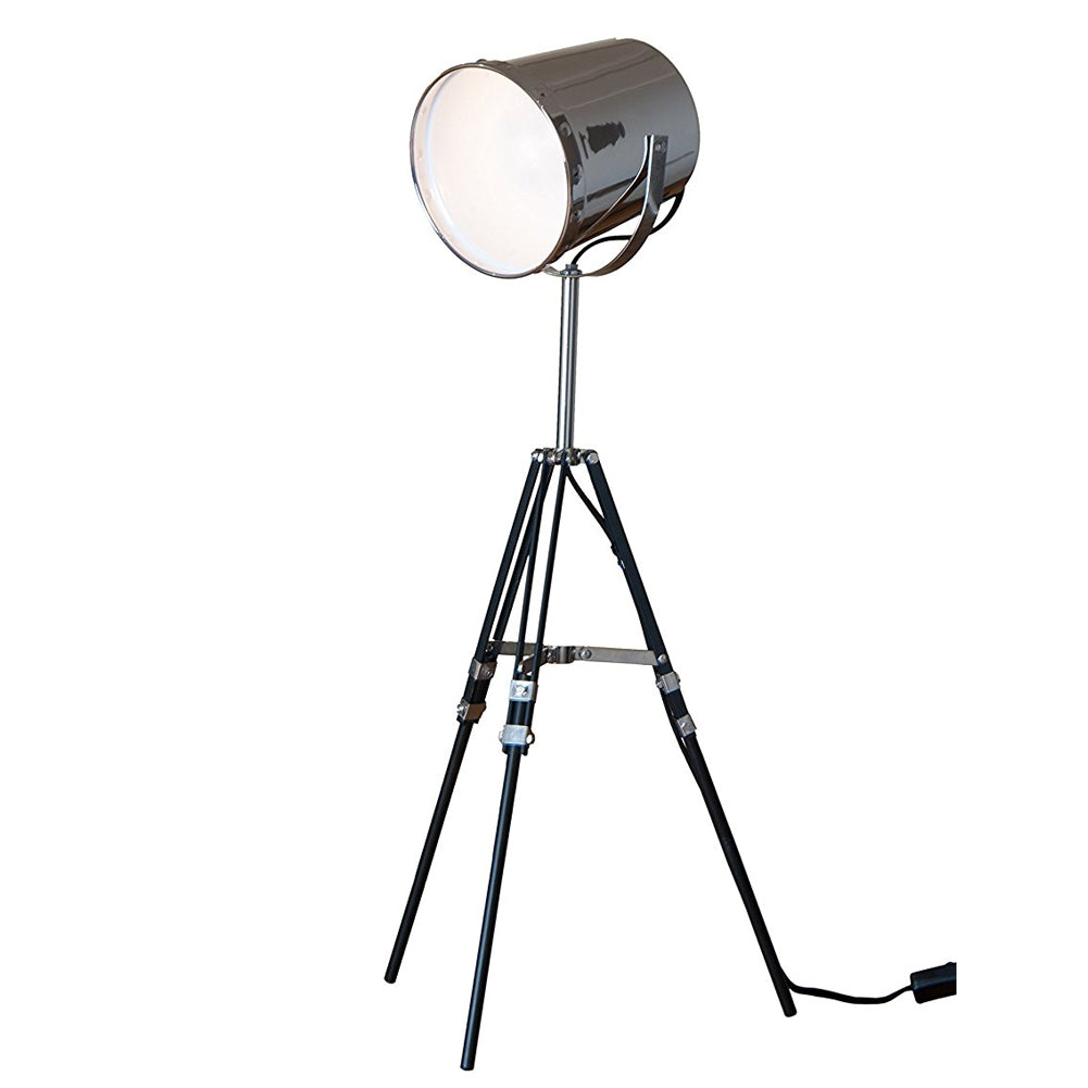 Lampada Da Tavolo Scrivania Teatro Con Treppiedi e Paralume In Ferro 64cm 25W