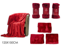 PLAID NATALIZIO 125x150 ROSSO CON RICAMI IN RILIEVO ASSORTITI