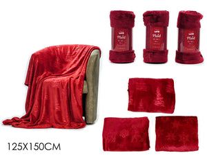 PLAID NATALIZIO 125x150 ROSSO CON RICAMI IN RILIEVO ASSORTITI