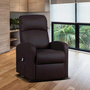 Poltrona Alzapersona Elettrica Motorizzata Reclinabile Ecopelle Moro Per Anziani
