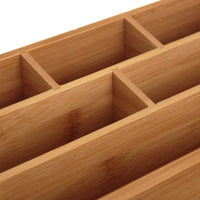 Organizer Portaoggetti Da Scrivania in Legno Bambu' con 6 Scomparti e Cassetto
