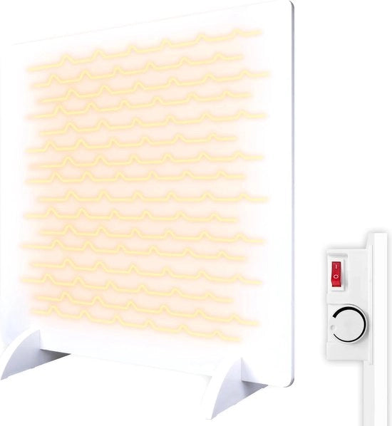 Pannello a Infrarossi 425W - Risparmio Energetico e Sicurezza Antisuperficie - Pannello a Parete 64x1x66 cm - Bianco