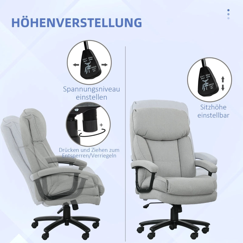sedia da ufficio ergonomica alta con funzione dondolo; altezza regolabile; poliestere grigio chiaro